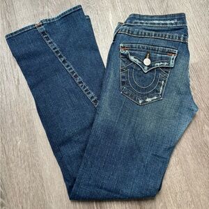 True Religion Joey Bootcut Jeans Women’s size s/m 28 Y2K Flap Pocket